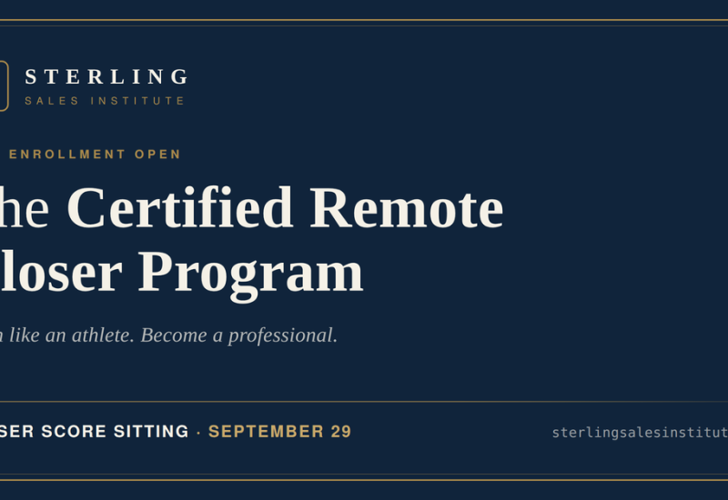 Sterling Sales Institute Opens Enrollment for Certified Remote Closer Program